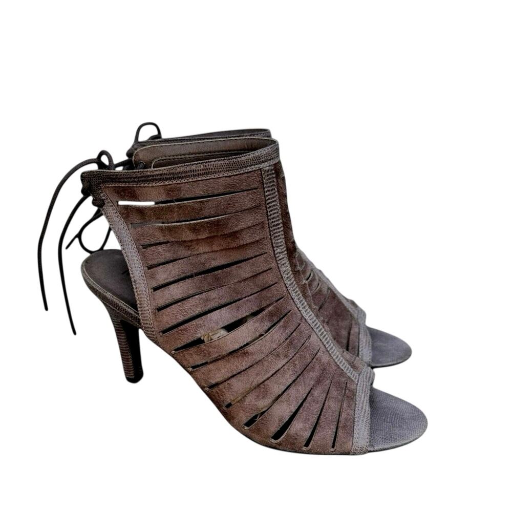 Rialto Velvet Peep Toe Caged Heeled Dress Pump Wedding City Brown Women's 9.5